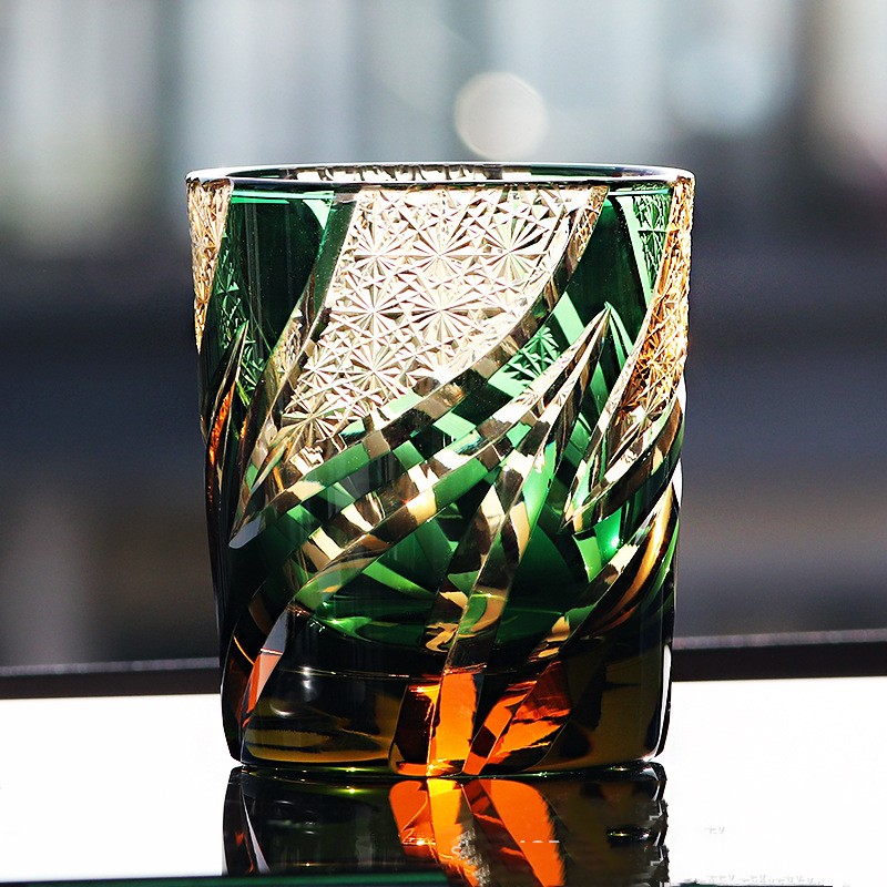 Amber Green Flame Pattern