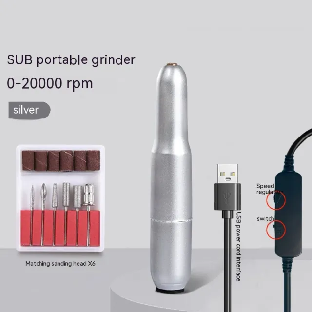 Electric Smart Pen Portable Sander Manicure And Nail Removal Dead Skin Removal Salon Tools Silver - Shop at LoveMi
