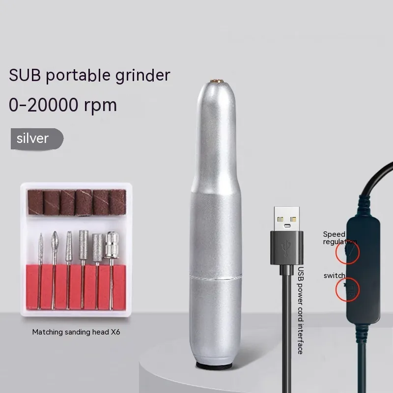 Electric Smart Pen Portable Sander Manicure And Nail Removal Dead Skin Removal Salon Tools - Silver