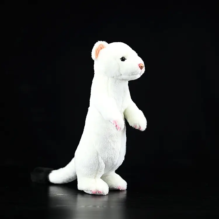 Standing White Ferret Plush Toy Snowplow Ferret Dolls