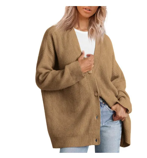 Popular Solid Color Cardigan Sweater Coat For Women Camel - Shop at LoveMi