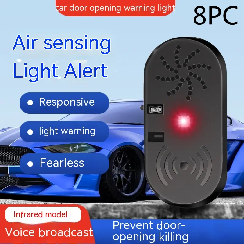 Car Door Safety Alarm Sensor for Vehicle Interior — English Version, 8PCS