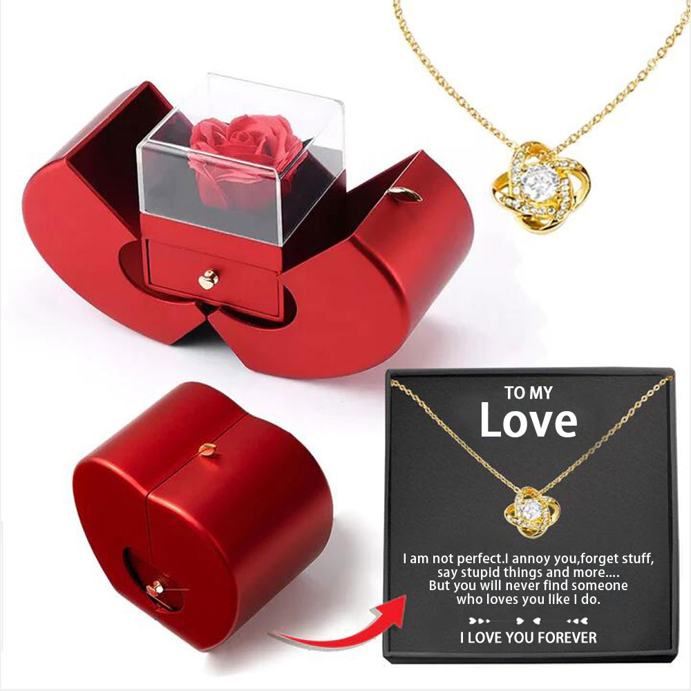 Gold necklace love box