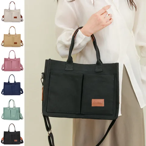 New Canvas Shoulder Bag Women Large Capacity Multi-pocket Handbags
