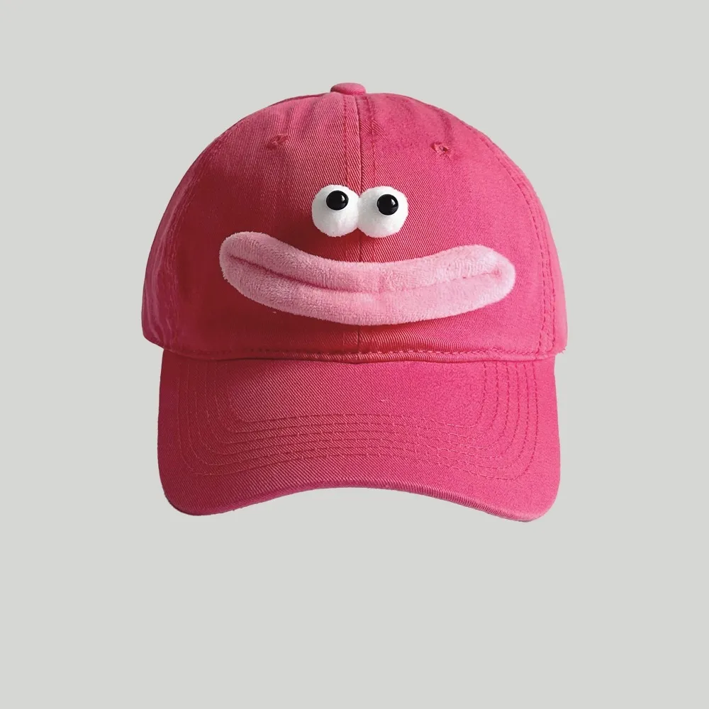 Women's Korean-style Cute Cartoon Peaked Cap - Rose Red