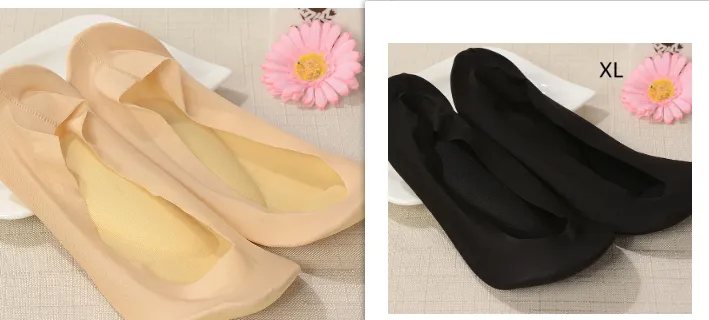 3D Arch Foot Massage Health Care Women Summer Socks Ice Silk Socks Shallow Mouth Silica Gel Invisible Slippers Feet Care - Set6