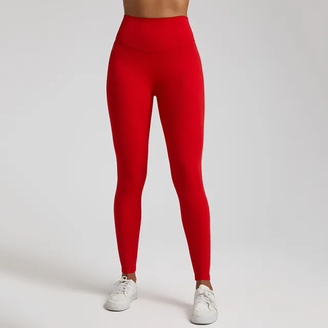New Yoga European And American High Waist Hip Lift Running Fitness Pants Christmas Red - Shop at LoveMi