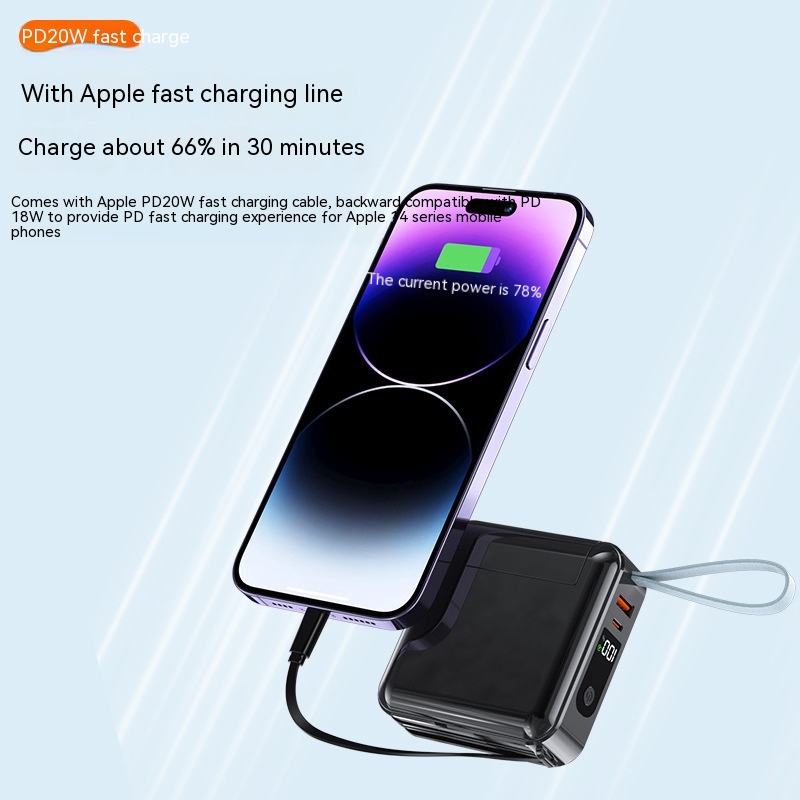Super Fast Charge With Cable AC Plug 20000 MA Large Capacity Power Bank Wholesale Customization 4