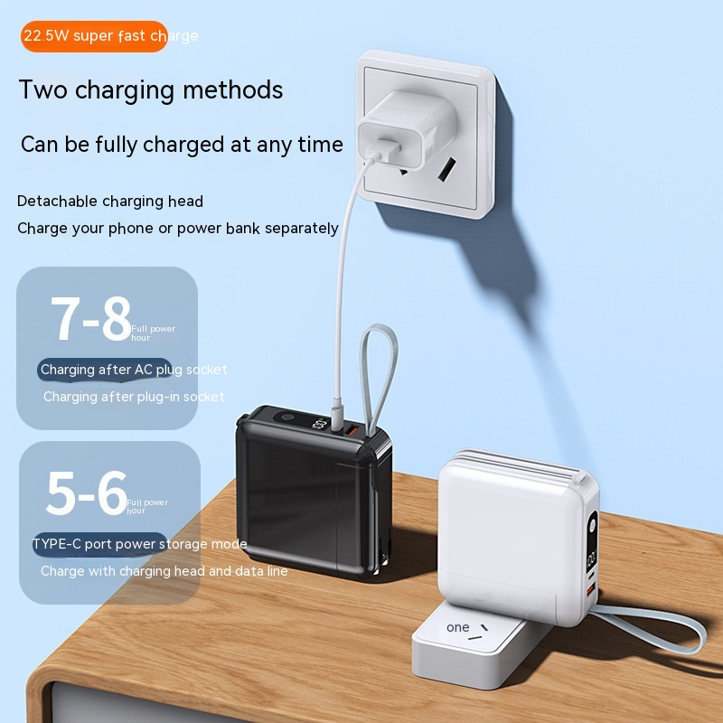 Super Fast Charge With Cable AC Plug 20000 MA Large Capacity Power Bank Wholesale Customization 3