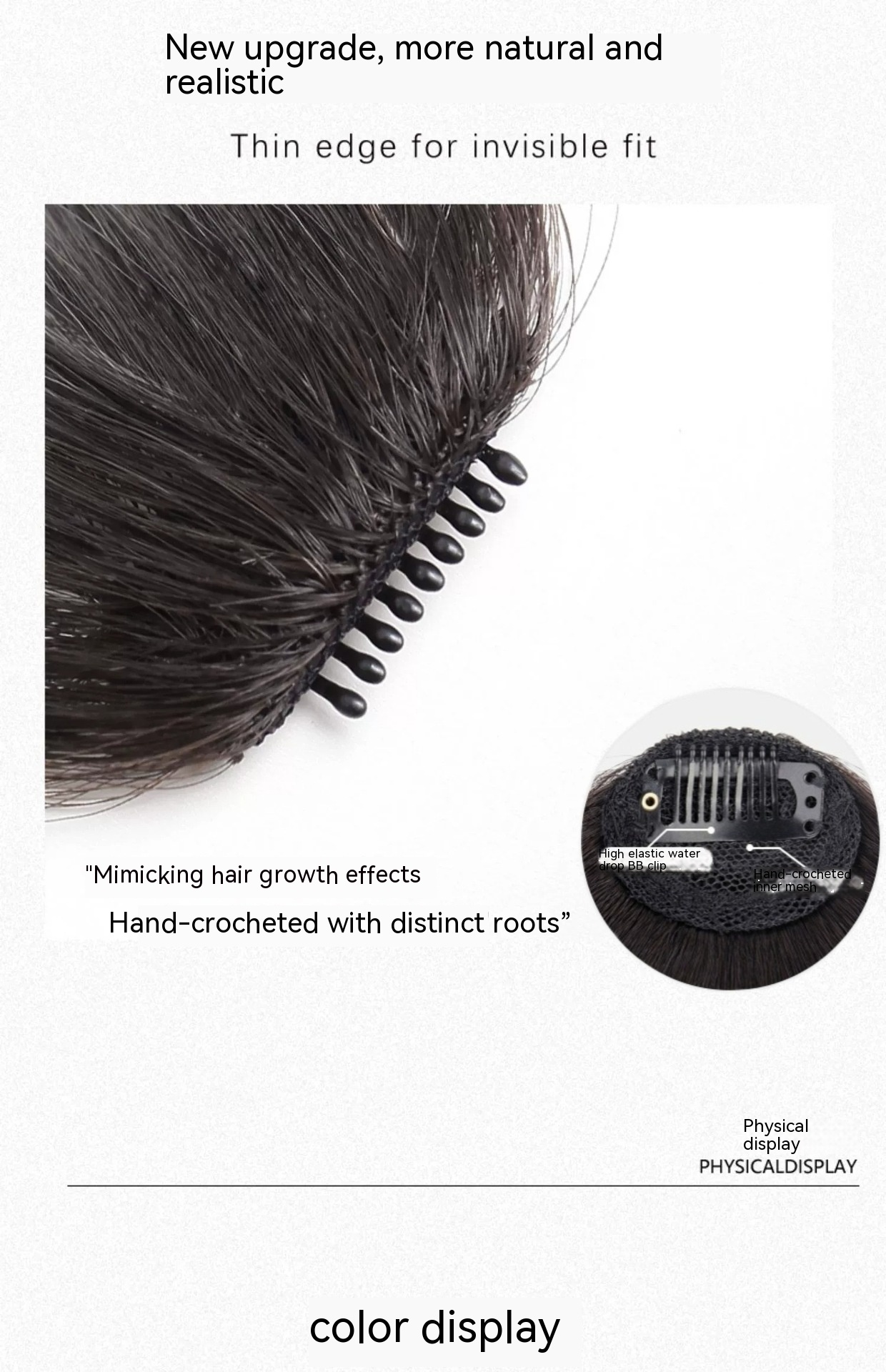 Natural Forehead Artificial Hair Straight Bangs Wig Set Seamless Invisible Wig Set