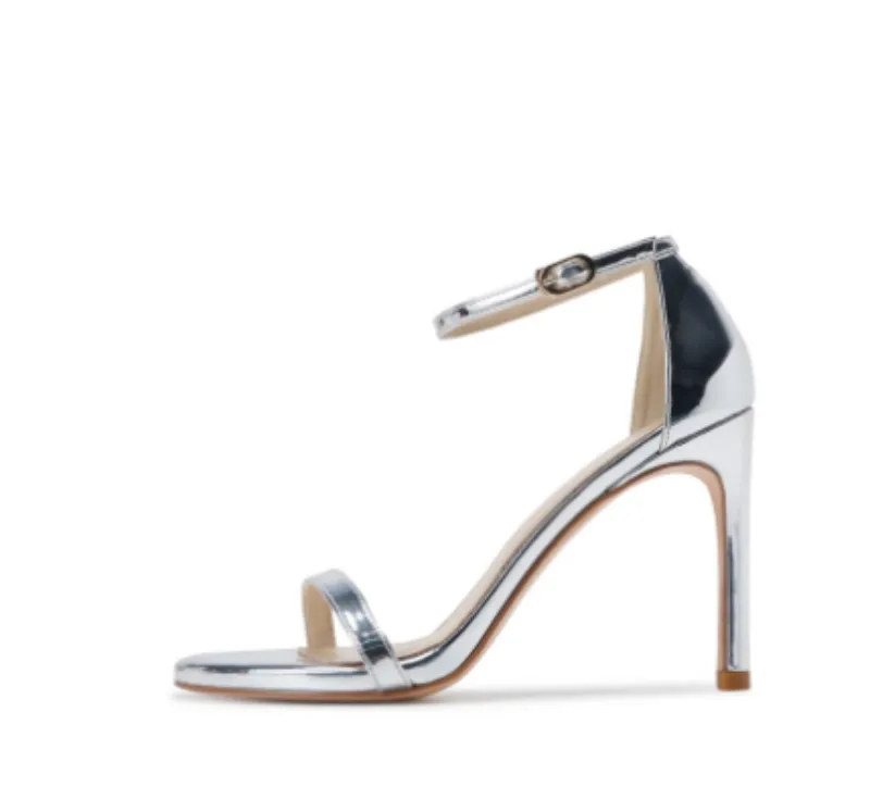 Women's Stiletto Heel Sandals With Buckle Strap - Mirror Face-34-12Centimeters