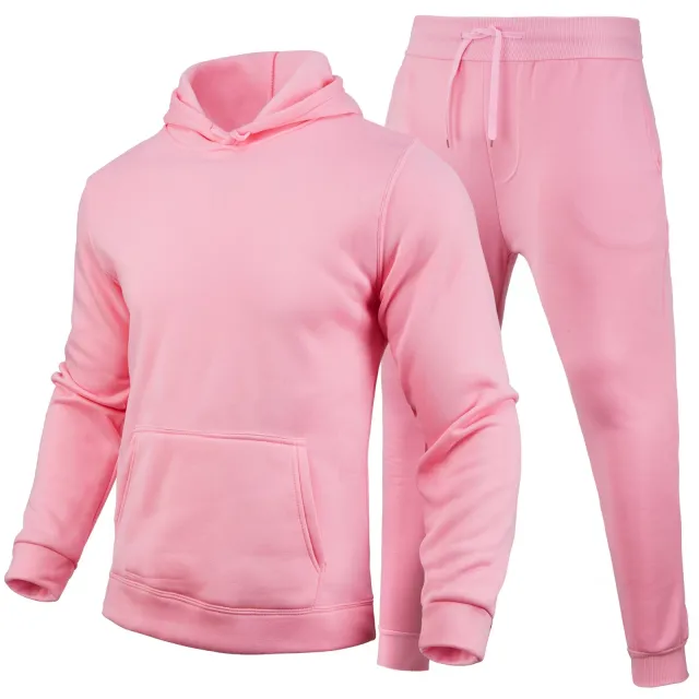 Women's Casual European Size Blank Solid Color Set Pink - Shop at LoveMi