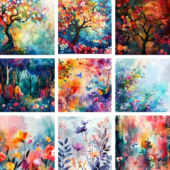 Tree And Flowers Art Blooming Cushion Cover