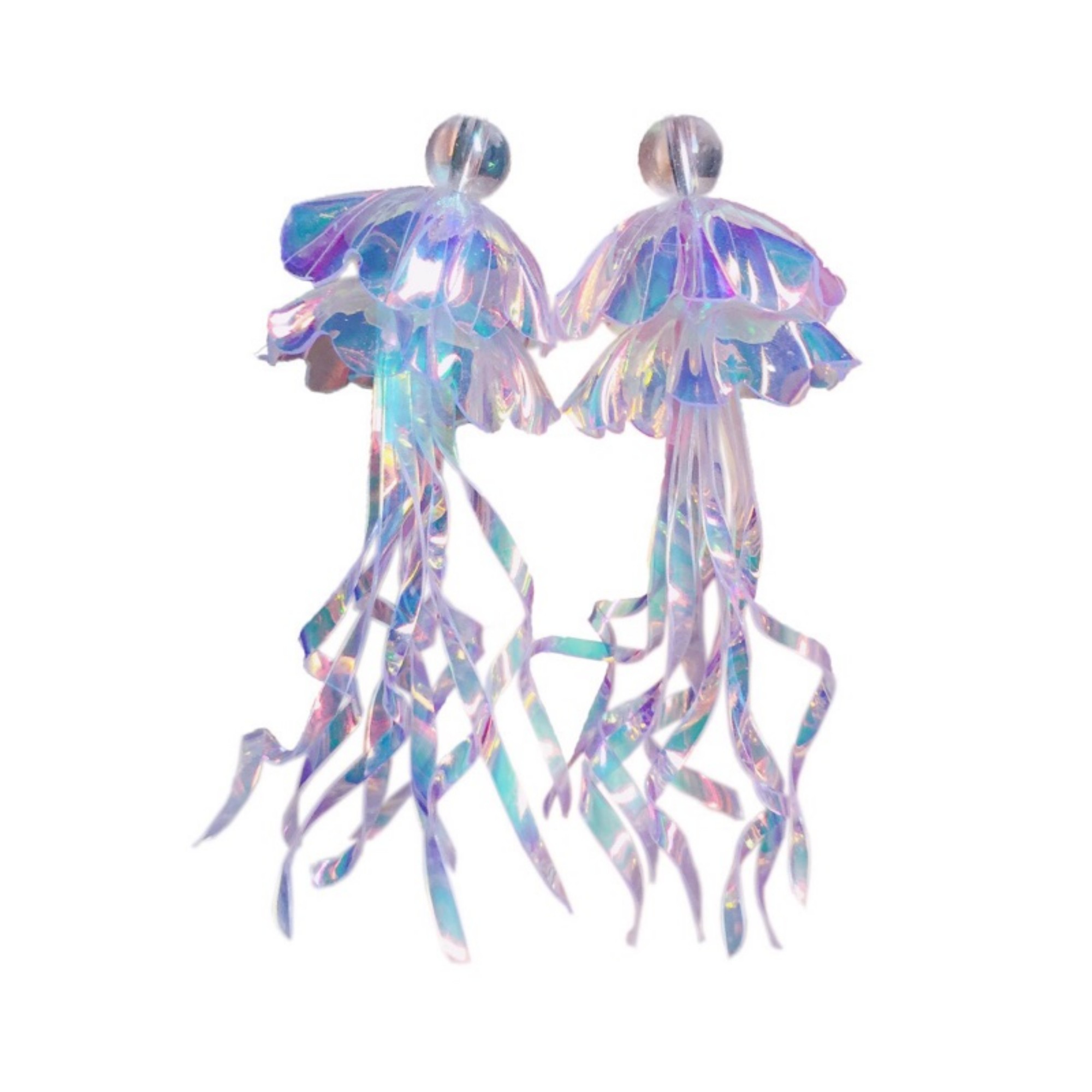 A pair of colorful jellyfish