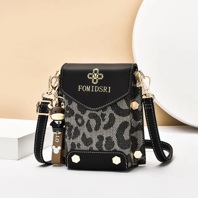 Mobile Phone Bag Height Textured One shoulder Bag Black - Shop at LoveMi