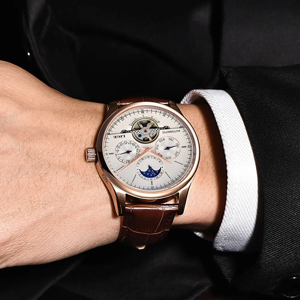 Detailed view of the watch dial