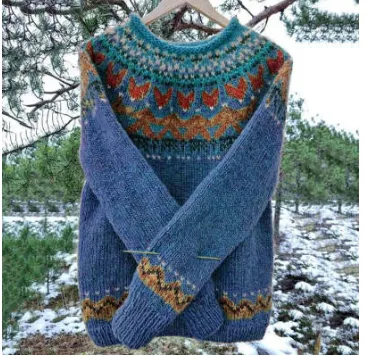 Women's Round Neck Multicolor Loose Fashion Pullover Sweater Blue - Shop at LoveMi