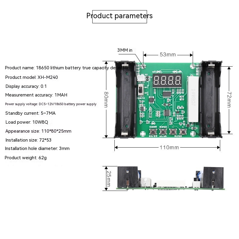 18650 Lithium Battery LCD Display Capacity Internal Resistance Tester - Image 6