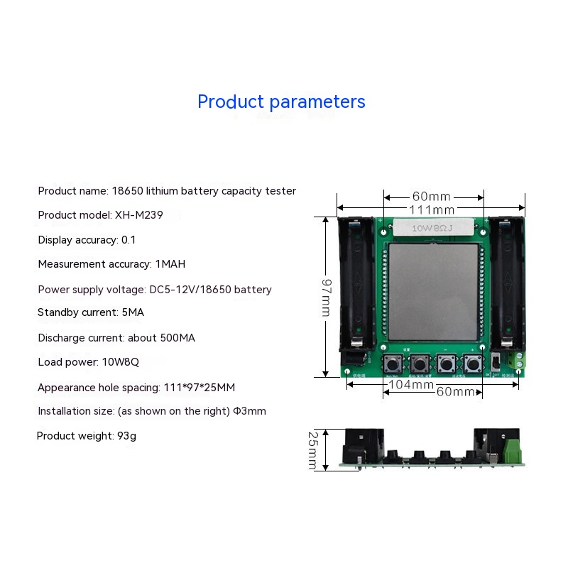 18650 Lithium Battery LCD Display Capacity Internal Resistance Tester - Image 8