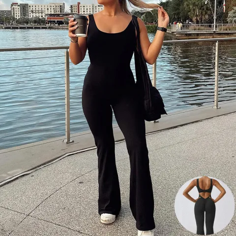 Slim Fit Hip Raise Jumpsuit Sexy Backless Exercise Yoga