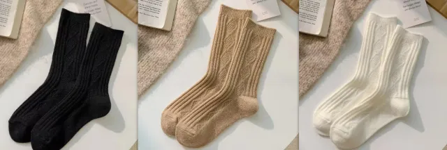 Women's Fashion Rhombus Wool Socks White And Black And Khaki - Shop at LoveMi