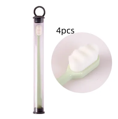 Ultra fine Toothbrush Super Soft Bristle Deep Cleaning Brush Portable For Oral Care Tools Teeth Care Oral Cleaning Travel 4Pcs Wavy Green - Shop at LoveMi
