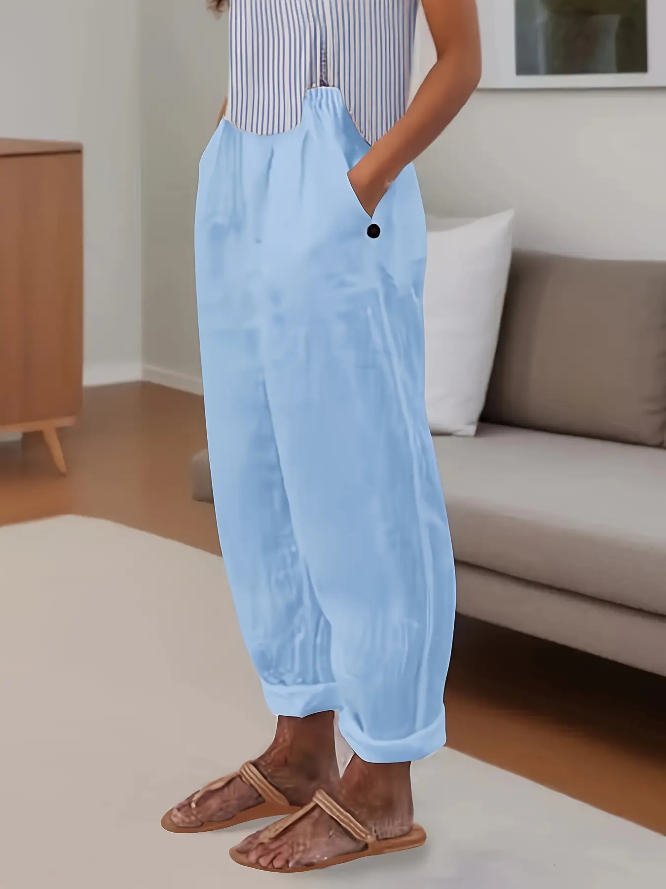 Women's Trousers With Pockets Temperament Commuter Casual Straight Pants