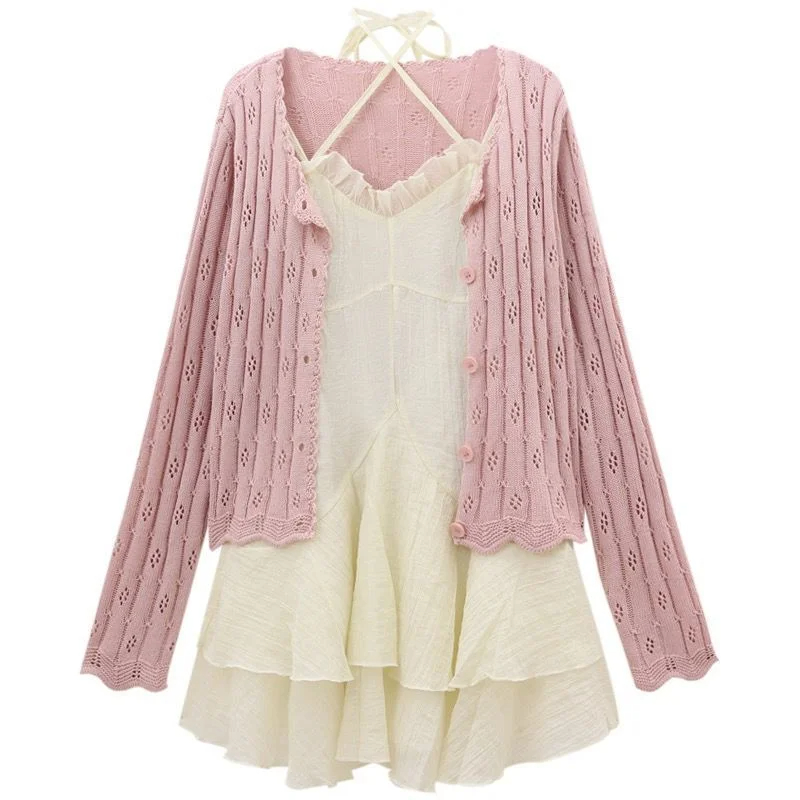 Ruffle-Edge A-Line Skirt Set