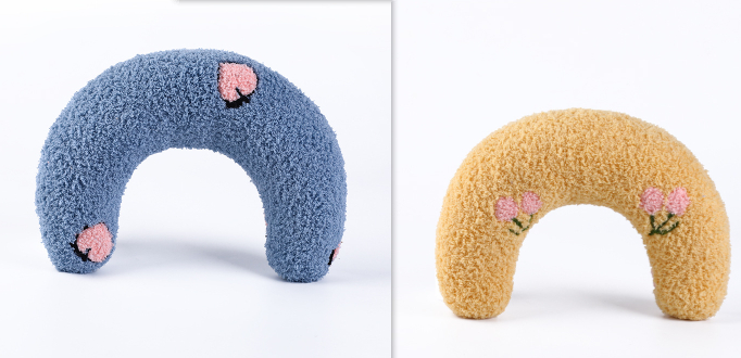 U shaped Cat Toy Pillow To Protect Cervical Vertebra Pet Sleeping Pillow Soft Sounding Deep Sleep Yellowand Blue - Shop at LoveMi