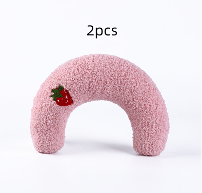 U shaped Cat Toy Pillow To Protect Cervical Vertebra Pet Sleeping Pillow Soft Sounding Deep Sleep Pink2Pcs - Shop at LoveMi