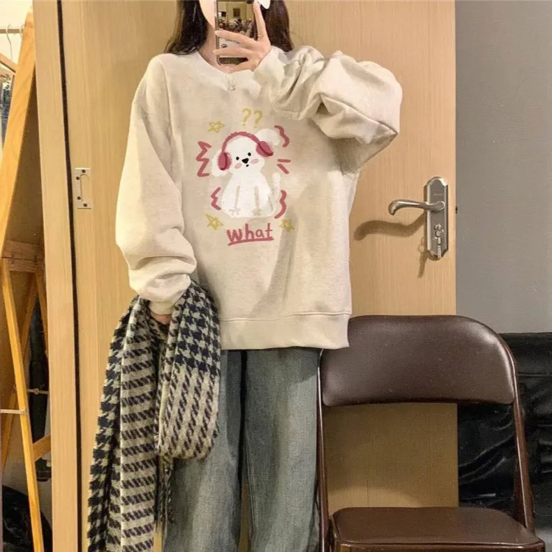 Women's Polyester Pullover Cotton Sweater - Greige Thin-L