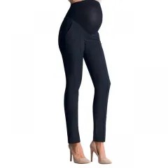 Maternity Pregnancy Skinny Trousers Work Out Pants Elastic - Navy - View 1