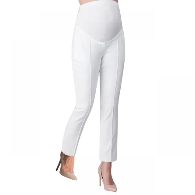 Maternity Pregnancy Skinny Trousers Work Out Pants Elastic White - Shop at LoveMi