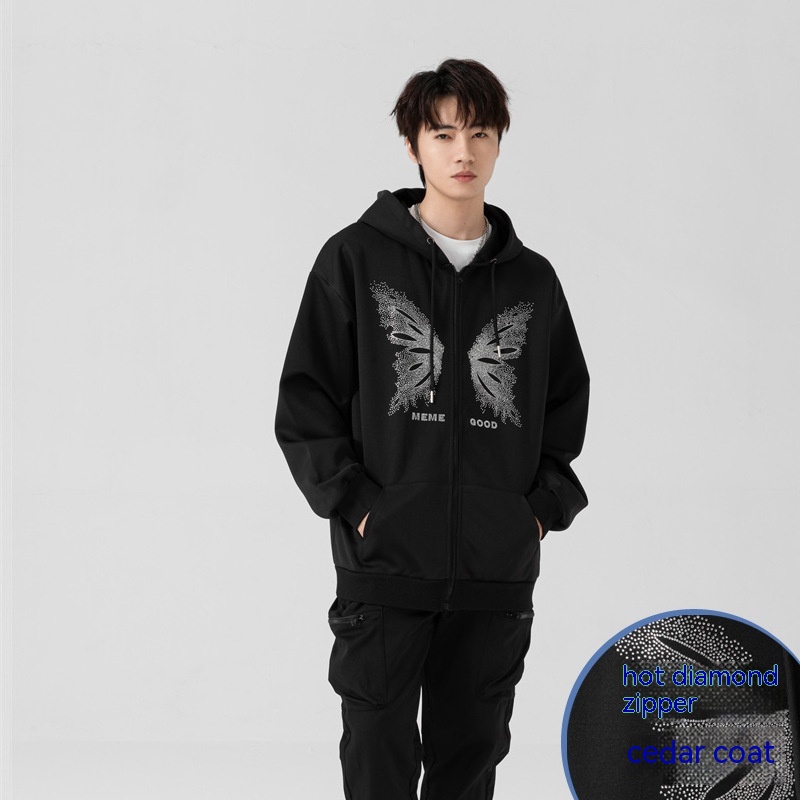 Men's Fashion Casual Loose Butterfly Rhinestone Sweater