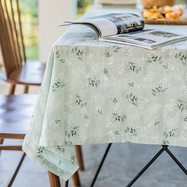 Rural Fresh Floral Rectangular Dining Table Cloth Lilac Hem Style - Shop at LoveMi