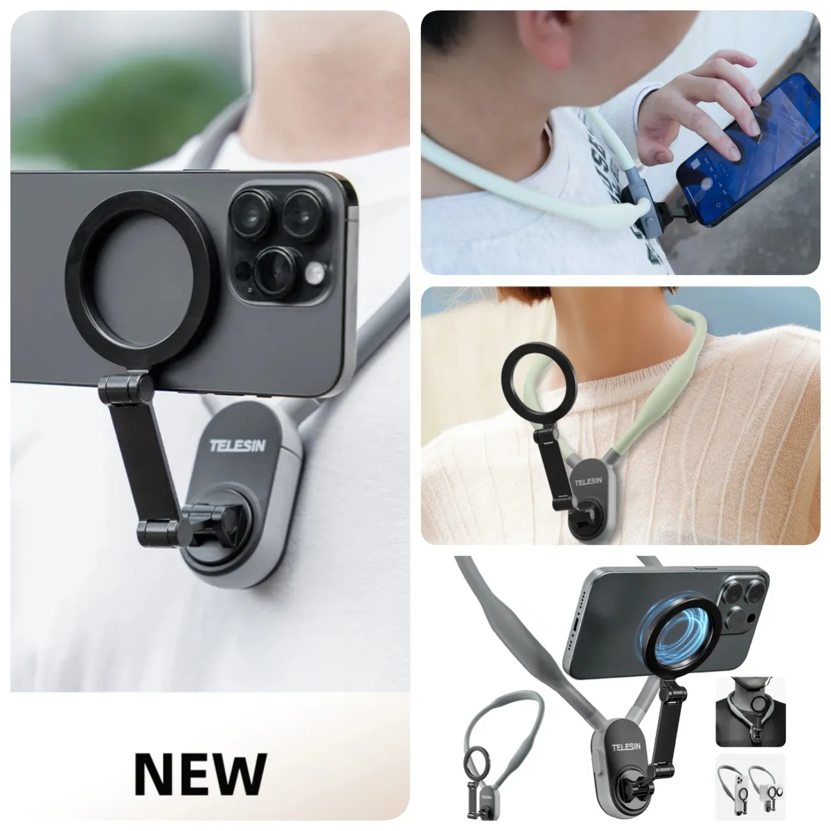 Silicone Phone Magnetic Neck Mount Quick Release Hold For Phone Magsafe Magnetic Suction Cell Phone Neck Hanging Bracket – image 2