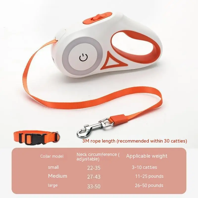 Retractable Luminous Automatic Hand Holding Rope Outing Pet Supplies