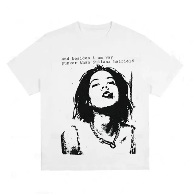 Cotton T shirt Round Neck Short Sleeve Printing White - Shop at LoveMi
