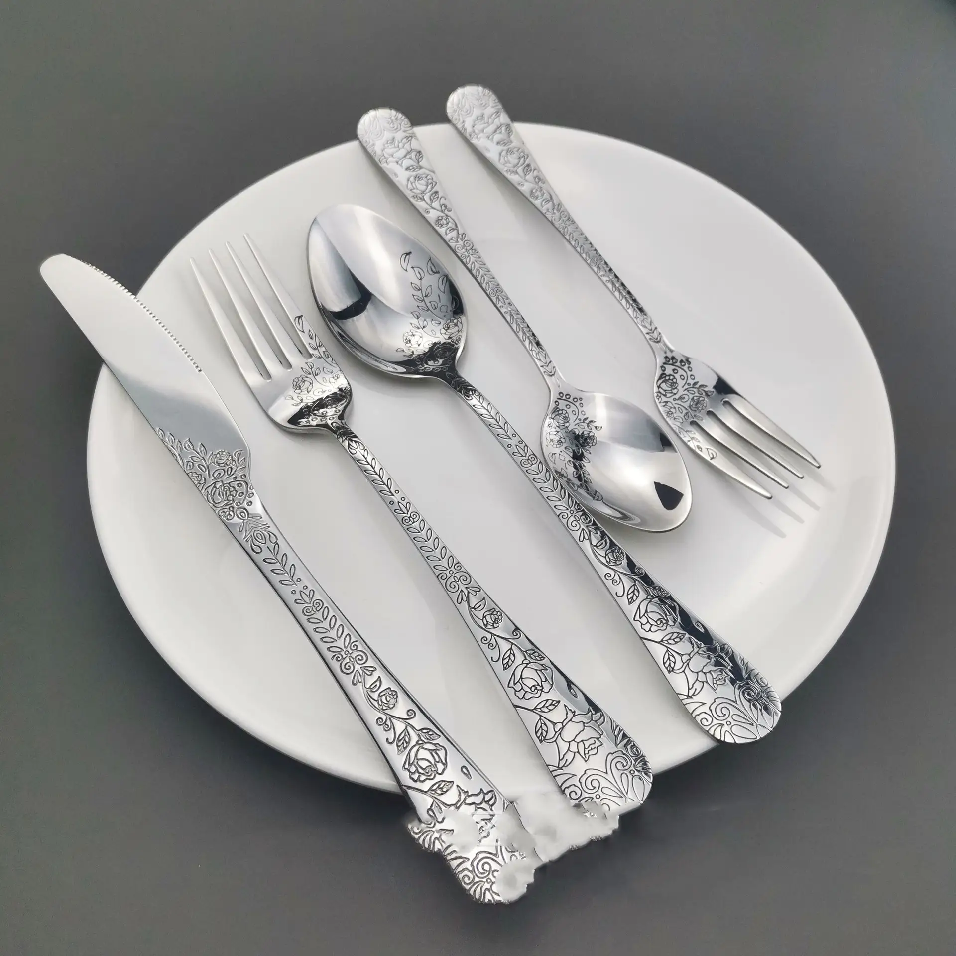 Stainless Steel Tableware Western Knives Dessert Spoon Fork Five-piece Set