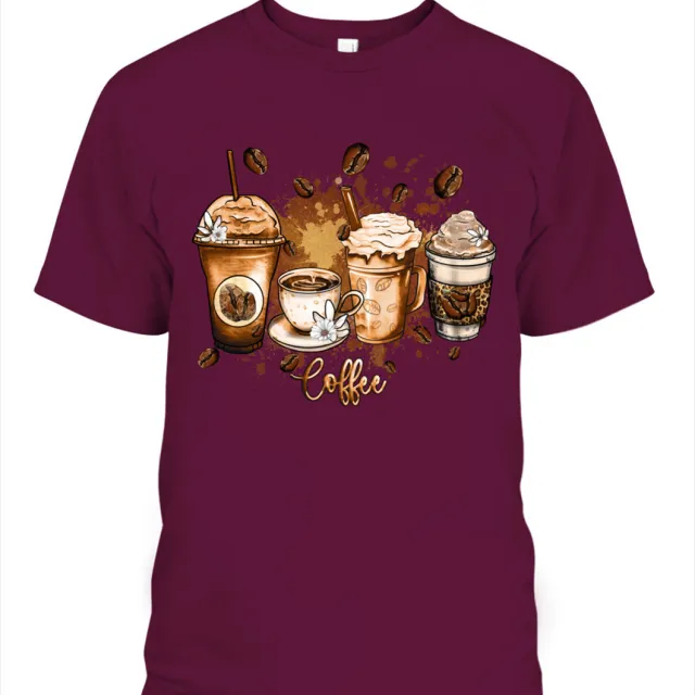 Cotton T shirt Round Neck Short Sleeve Printing Wine Red - Shop at LoveMi