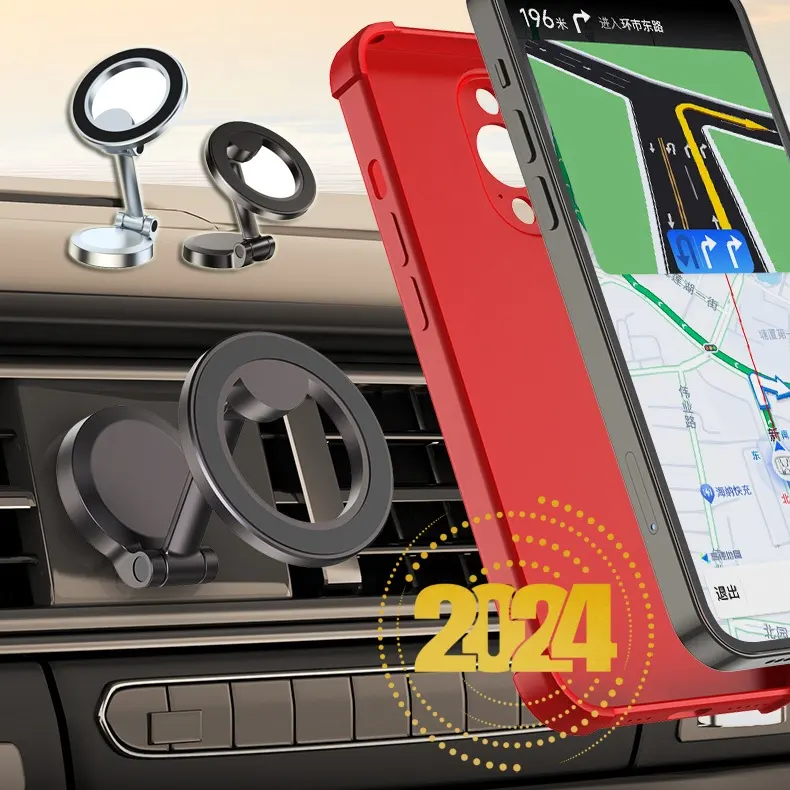 Magnetic Car Phone Mount All-Metal Foldable Holder for Car