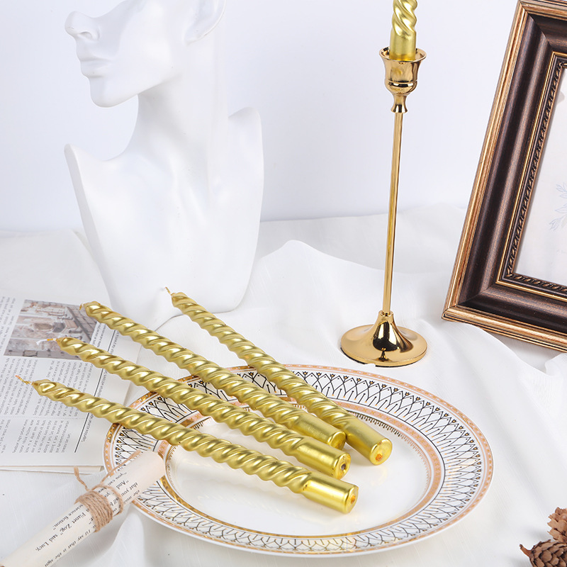 Plated Thread Long Brush Holder Candle