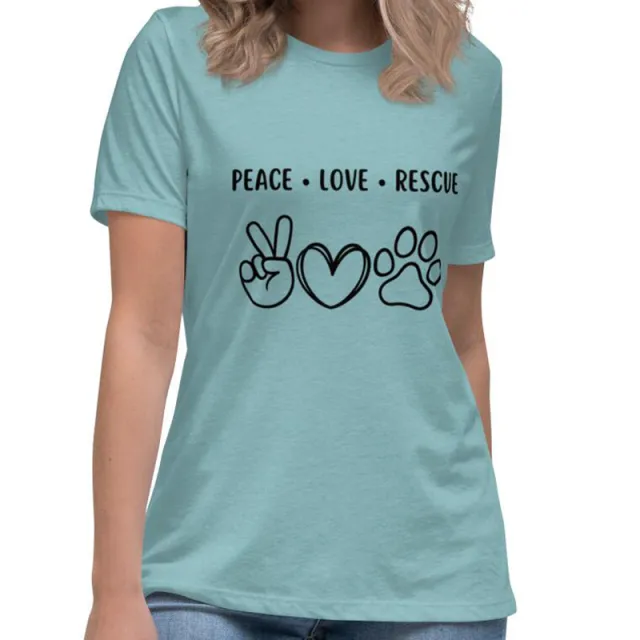 Cotton T shirt Round Neck Short Sleeve Printing Cyan - Shop at LoveMi