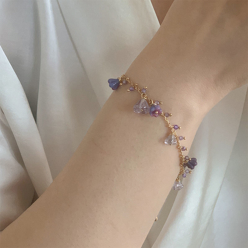 Czech Pearl Mysterious Purple Flower Bracelet