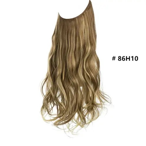 Long Curly Wave Hair Extensions with Invisible Fishing Line Wire