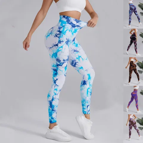 Tie-dye Printed Yoga Pants Fashion Seamless High-waisted Hip-lifting Trousers