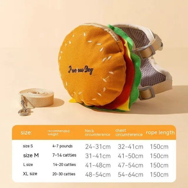Pet Cute Burger Fries Backpack Hand Holding Rope Alphabet Hamburger Suit - Shop at LoveMi