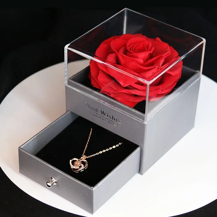 Preserved Flower Rose Jewelry Box Acrylic Gift