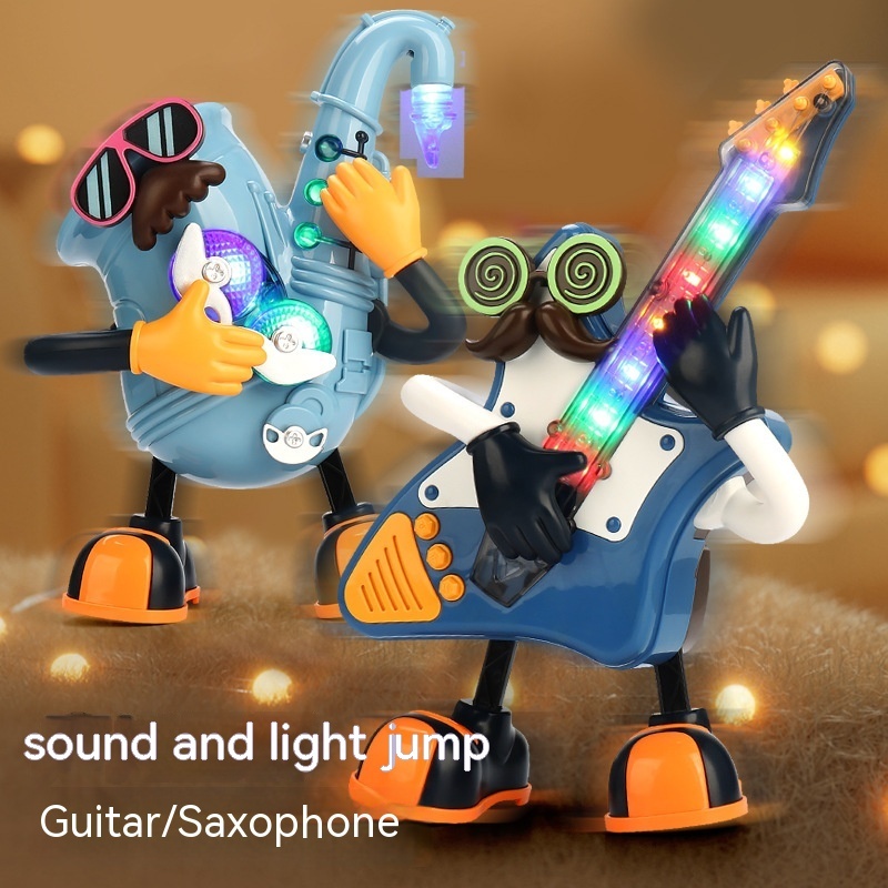 Electric Dancing Mr Rock & Roll Music Light Swing Saxophone Guitar Dancing  Robot Toy - CJdropshipping