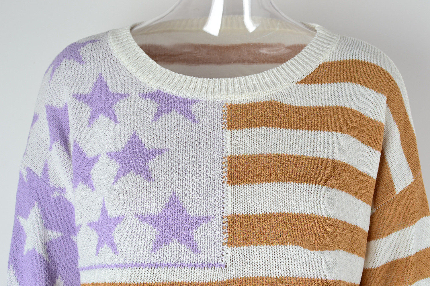 Plus Size Women's Loose Striped Sweater Long Sleeve Color Matching Round Neck Sweater